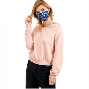 Self Esteem Pink Cutout Sweatshirt With Matching Printed Face Mask Size XL